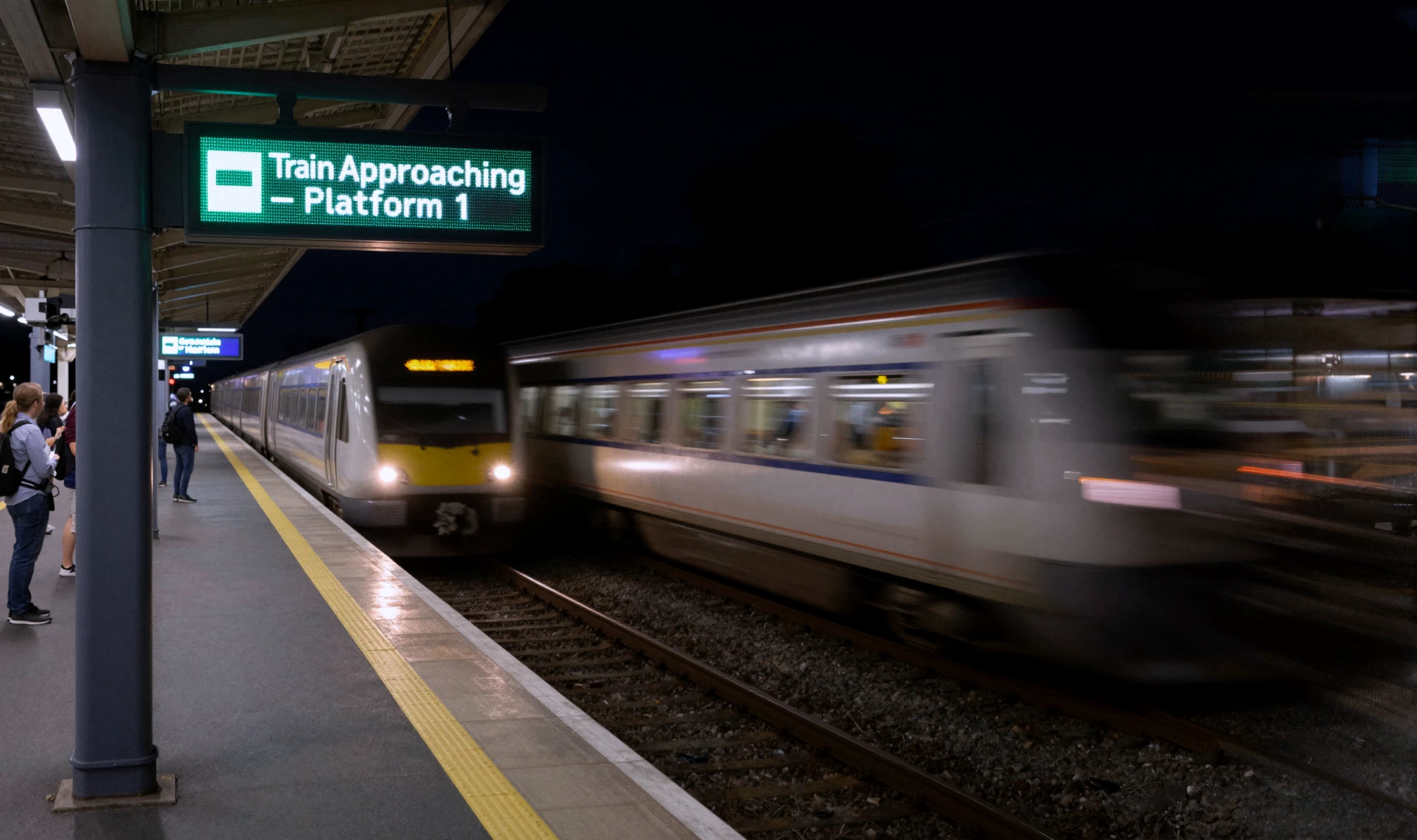 Picture of a train with display.